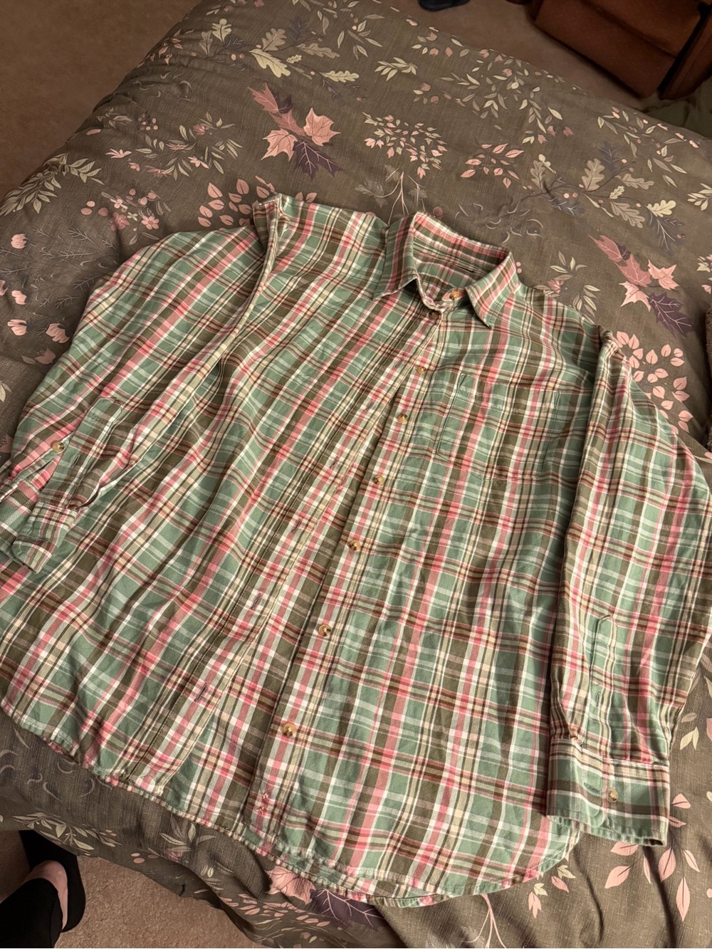 Ralph Lauren Green and pink Plaid Button-Down Shirt